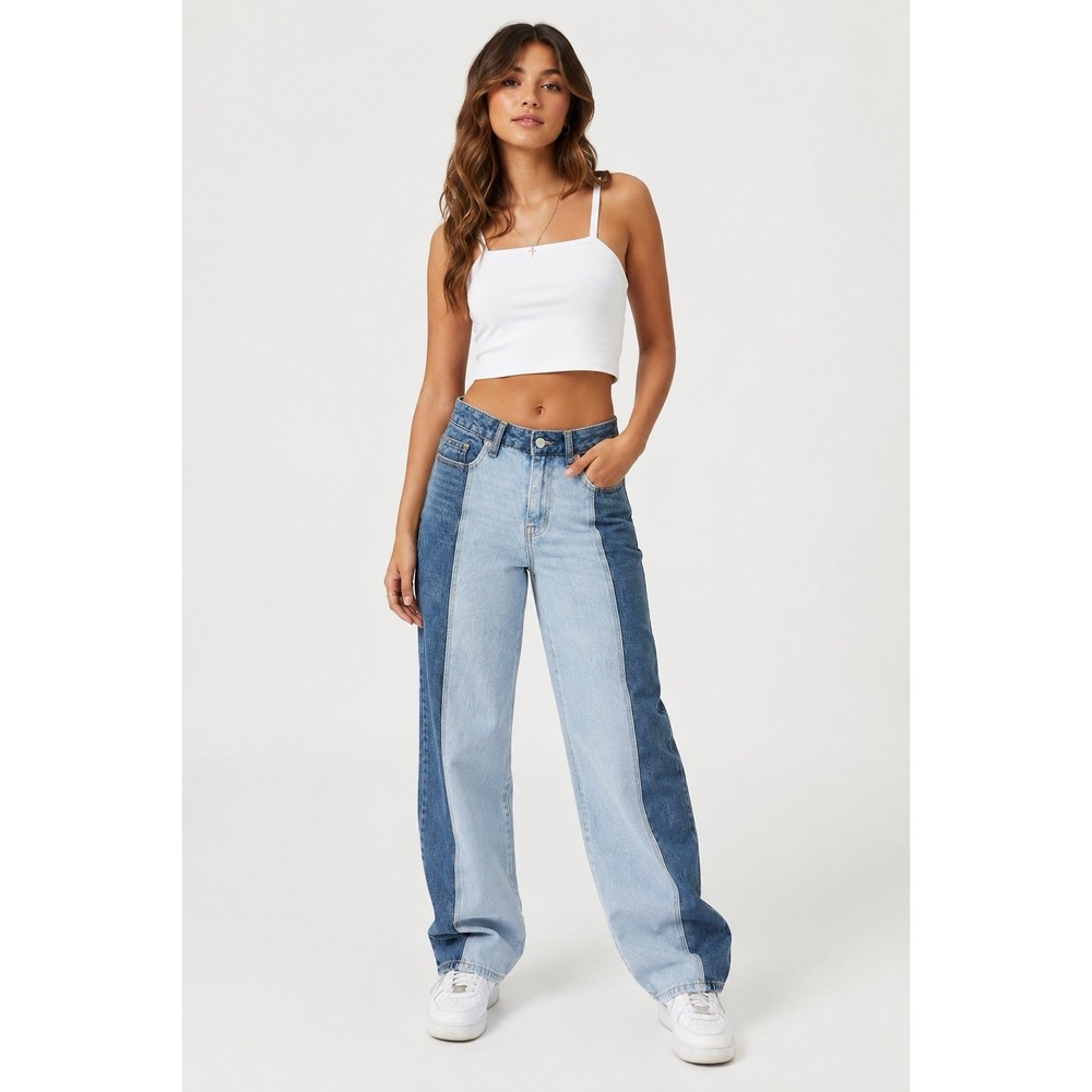 PacSun 90s Boyfriend Jeans Women's 25 High Rise Color Block Denim 31 Inseam
